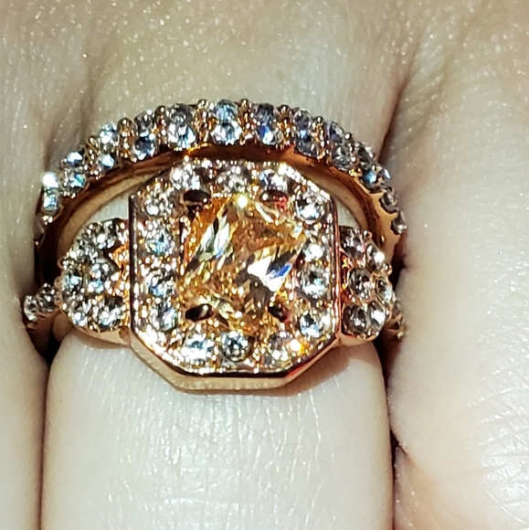 Antique Vintage Design Morganite Ring 2 piece set - Picture 6 of 8